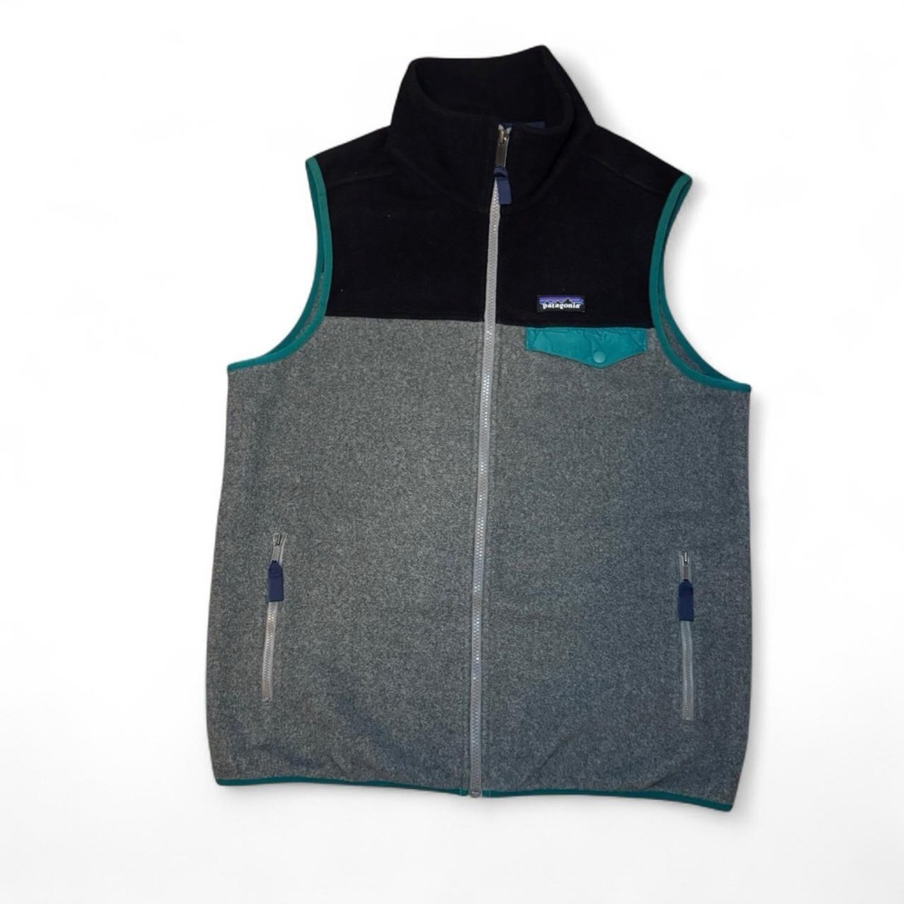 Patagonia VTG 2000s Men’s Synchilla Snap Grey Black Fleece Zip-Up Vest — MEDIUM
